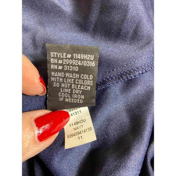 IZ Buyer Dress Size 11 Dark Blue Dress with Overlay Top Cover Trim Lined Dress - Picture 10 of 11